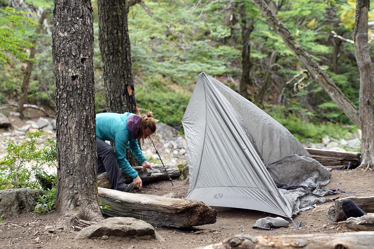 Cottage tent brand (Gossamer Gear tent at campsite)
